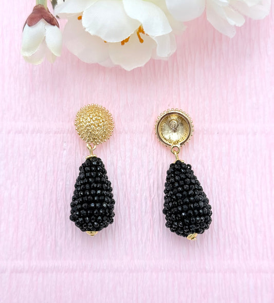 schwarze Ohrringe, Ohrringe schwarz, goldene Ohrringe, Glitzer Ohrringe, Modeschmuck Ohrringe, hochwertiger Modeschmuck, Ohrringe Tropfen, Tropfenohrringe, Onlineshop Ohrringe