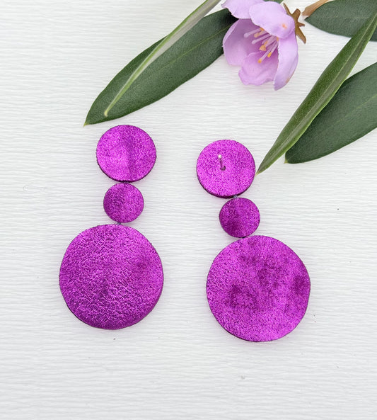 Alexia pink - schimmernde Ohrringe aus feinstem Leder