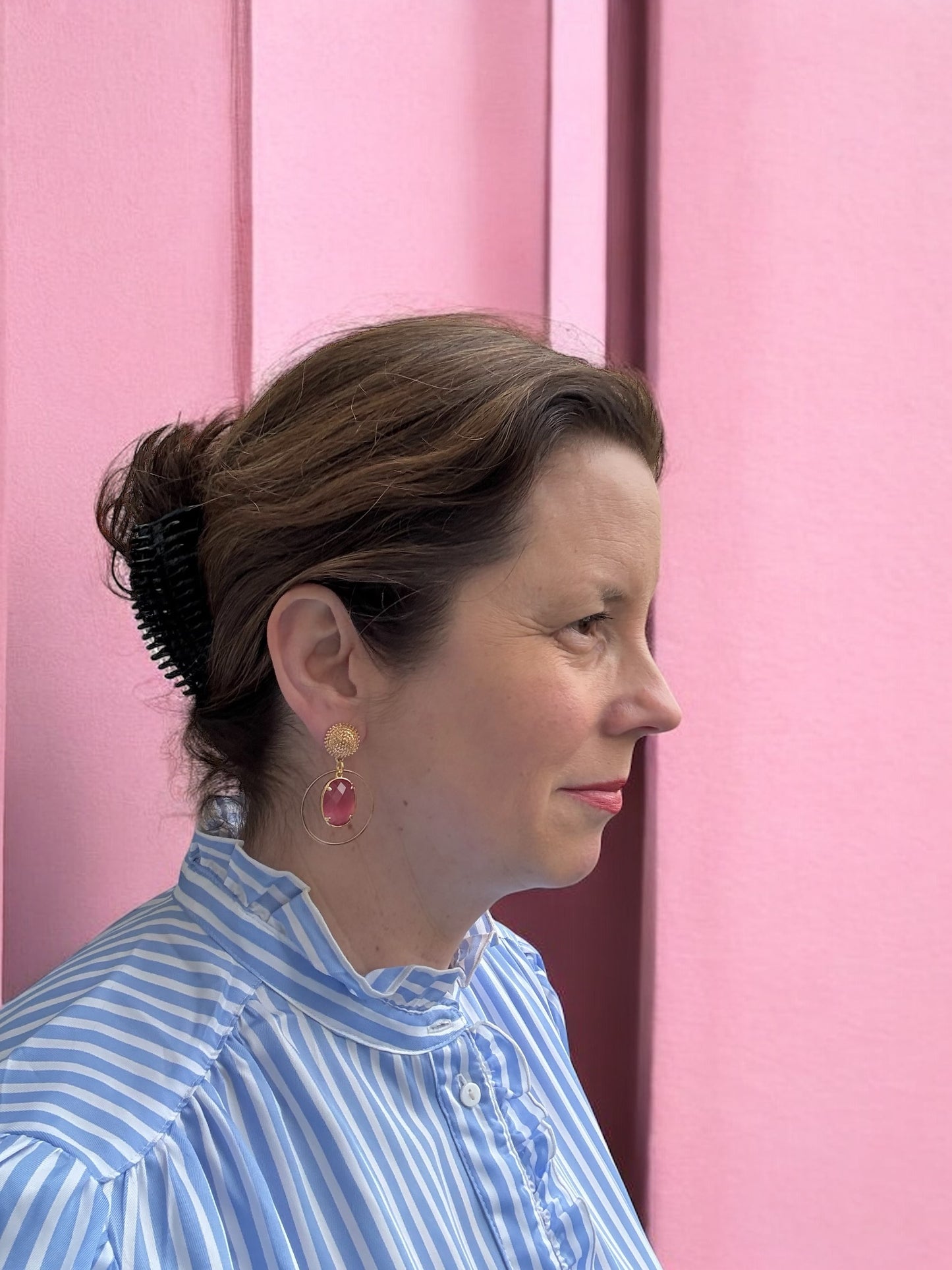 Sommerohrring ANNA mit rosa Anhänger