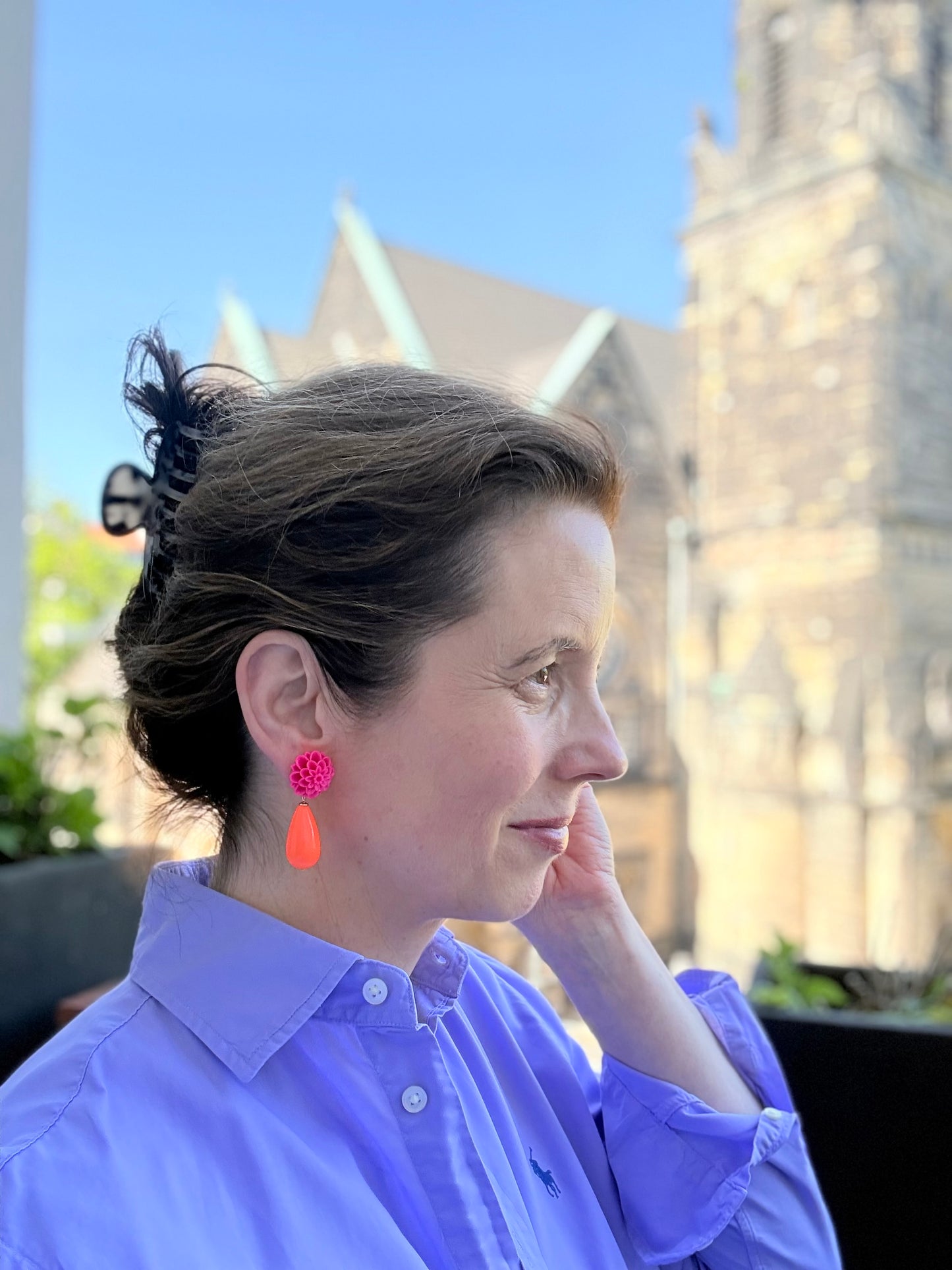 In love with neon - pinke Ohrringe mit Tropfen in orange