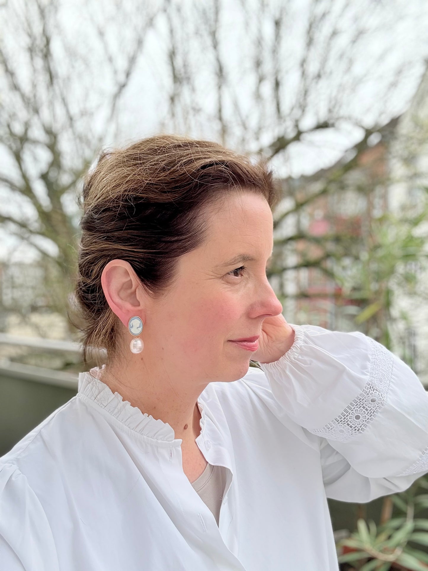 Kamee-Ohrringe mit echter kleiner Mallorcaperle