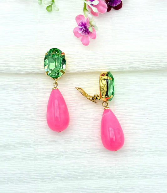 Grüne Glitzer-Clips mit pinkem Tropfen