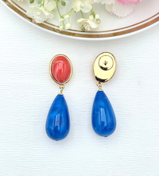 Edle Tropfenohrringe in blau und orange