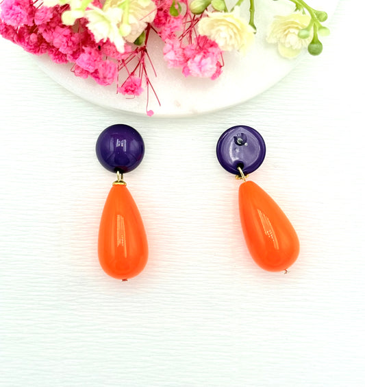 orange Ohrringe, Ohrringe orange, lila Ohrringe, Ohrringe lila, Ohrringe lila orange, Ohrringe orange lila, Ohrringe mit Tropfen, Tropfenohrringe, Modeschmuck Ohrringe, hochwertiger Modeschmuck, Onlineshop Ohrringe, Statementohrringe, klassische Ohrringe, Julilein