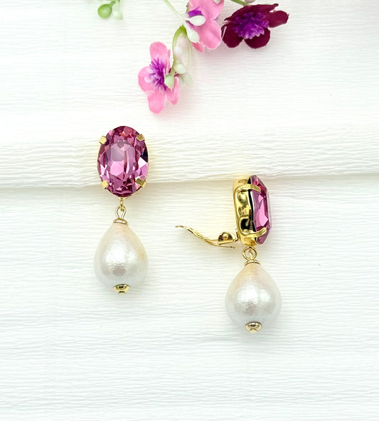 Rosa Glitzer-Clips mit leichter Baumwollperle