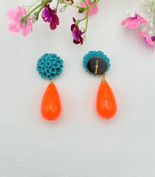 In love with neon - Tropfenohrringe in orange und petrol