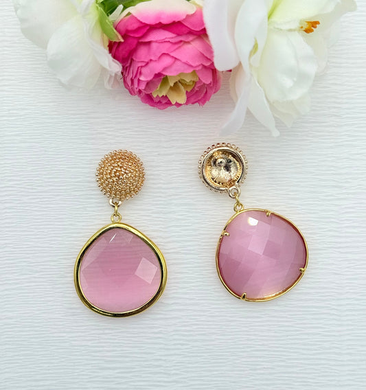 Ohrringe Statement, schöne Ohrringe, bunte Ohrringe, Statement Ohrringe, glänzende Ohrringe, große Ohrringe, glitzernde Ohrringe, Glitzerohrringe, Ohrringe mit rosa Anhänger