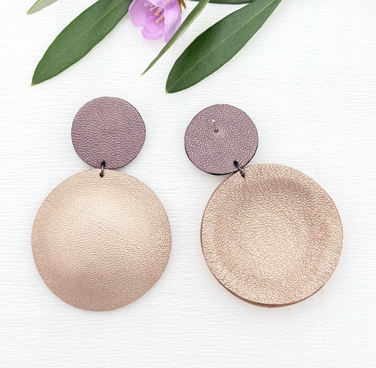 Große Boho Statementohrringe aus Leder in mattem Goldton