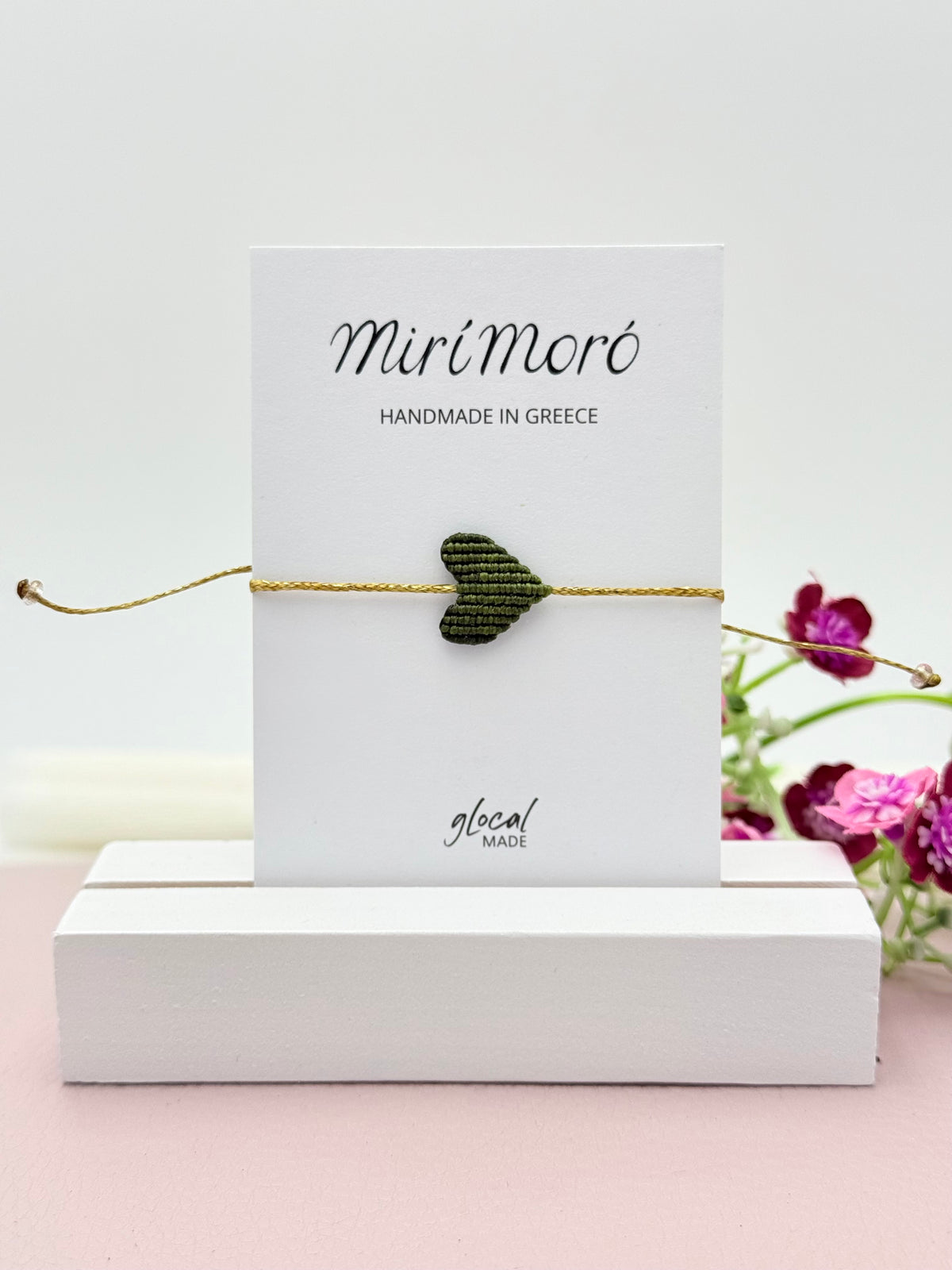 Herzarmband Small in Oliv und Gold