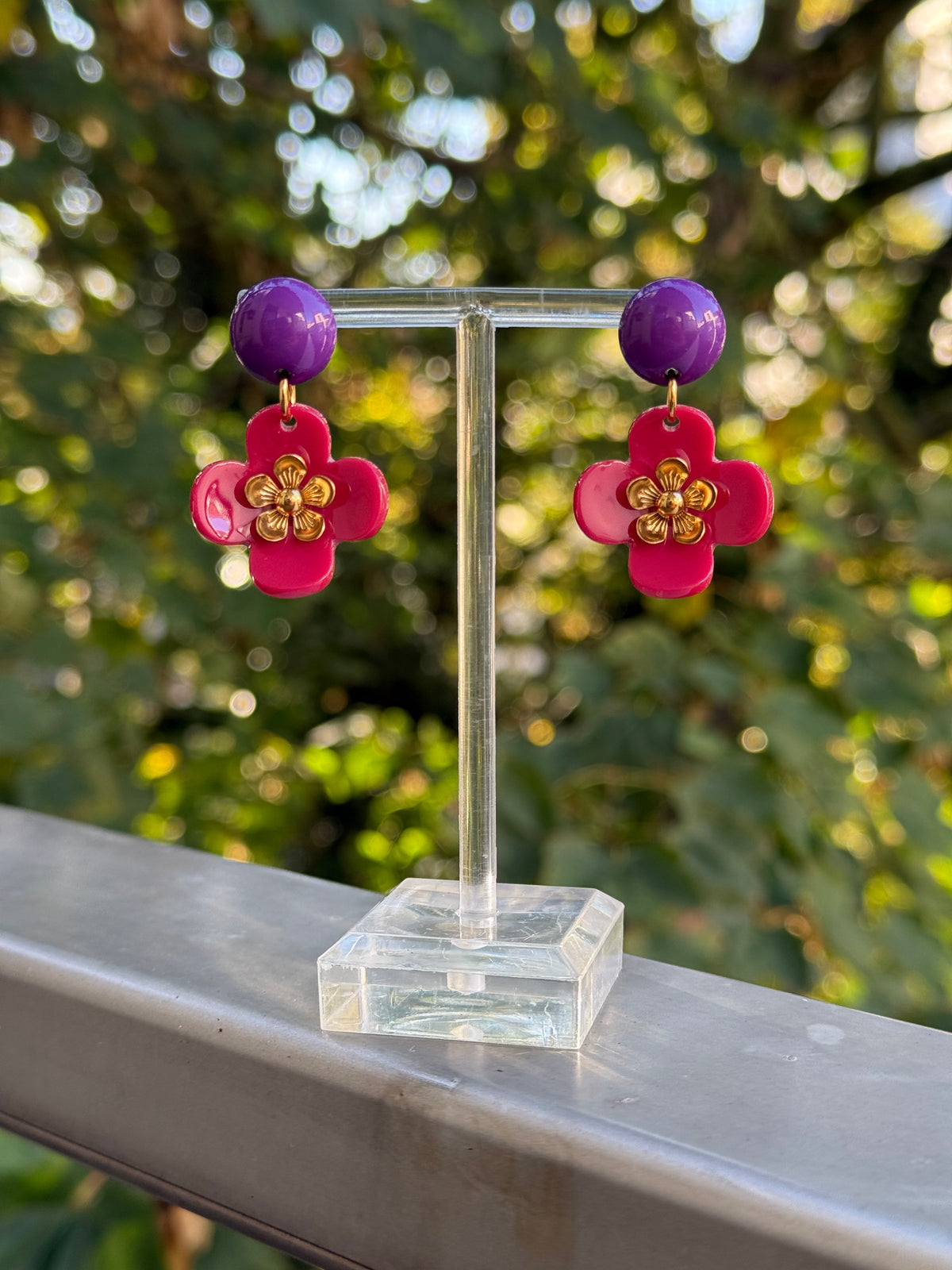 Himbeerrote Blumenohrringe - Unsere neue Kollektion Poppy Bloom