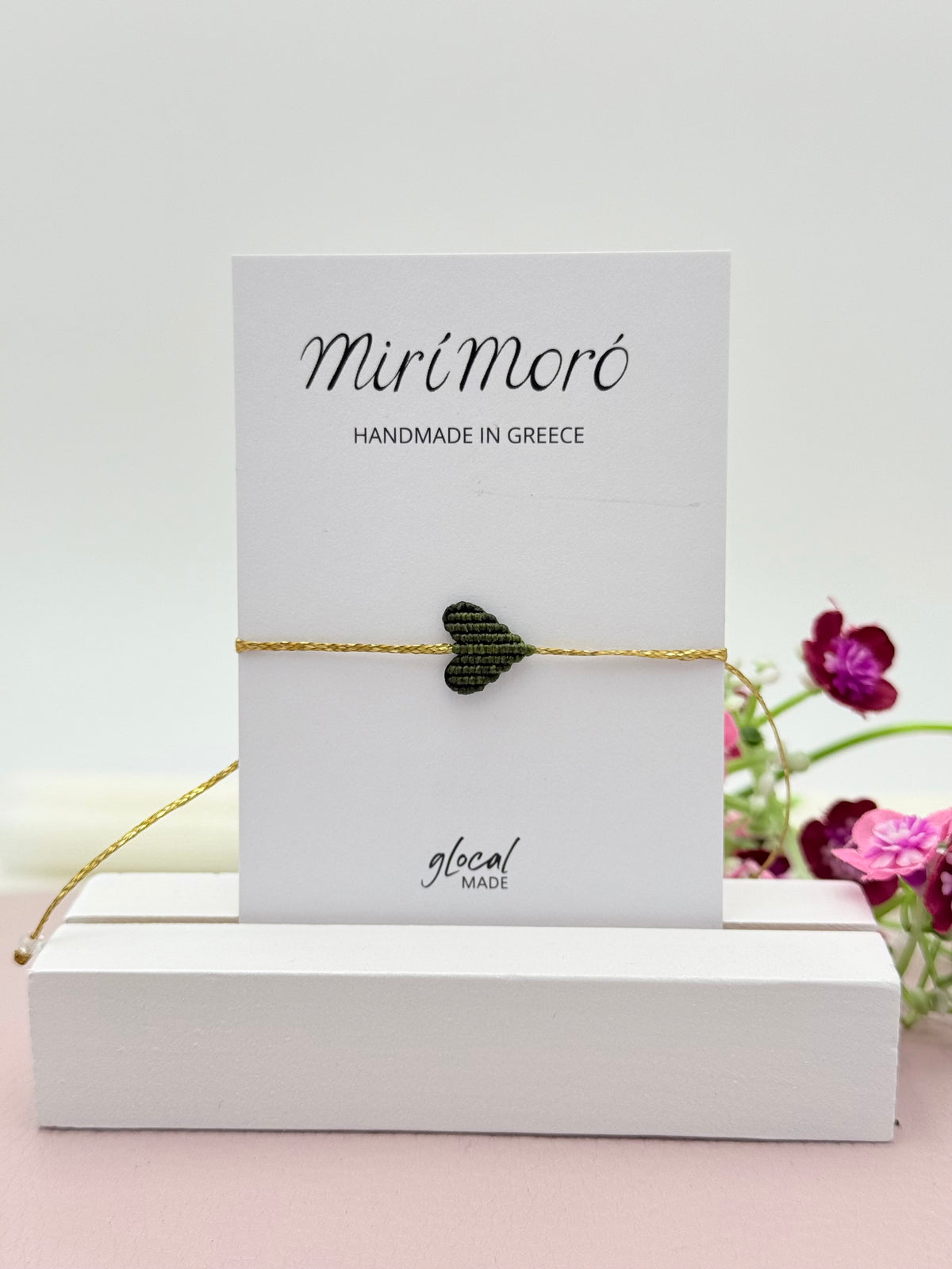 Herzarmband Mini in Oliv und Gold