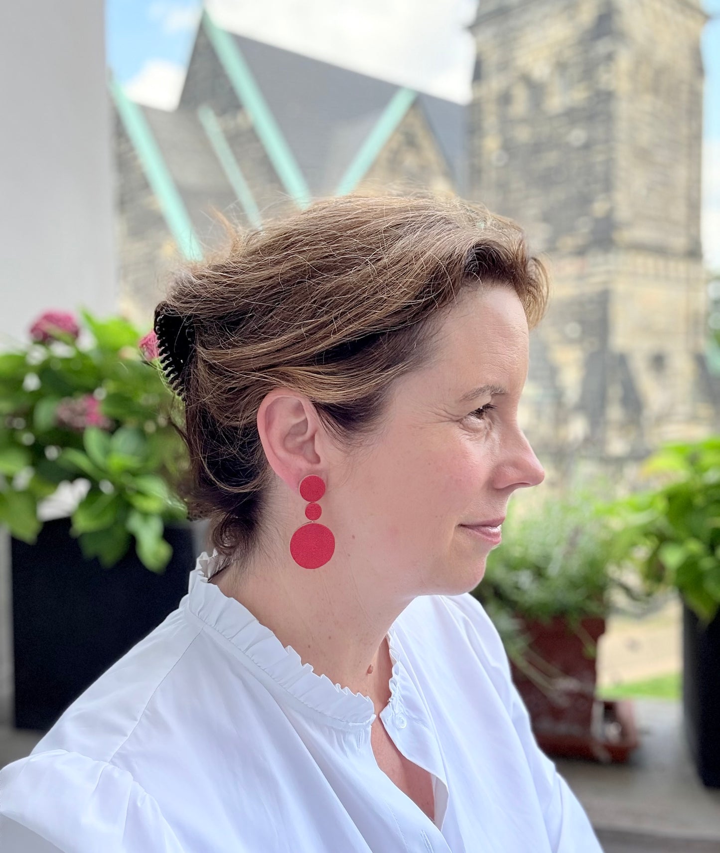 Alexia rot - schimmernde Ohrringe aus feinstem Leder