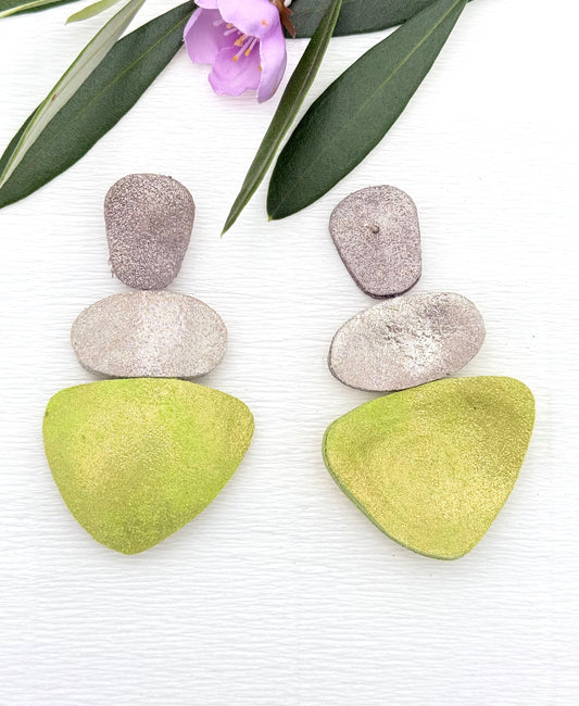 Leuchtende Statementohrringe aus feinstem Leder in Gold und Citrus