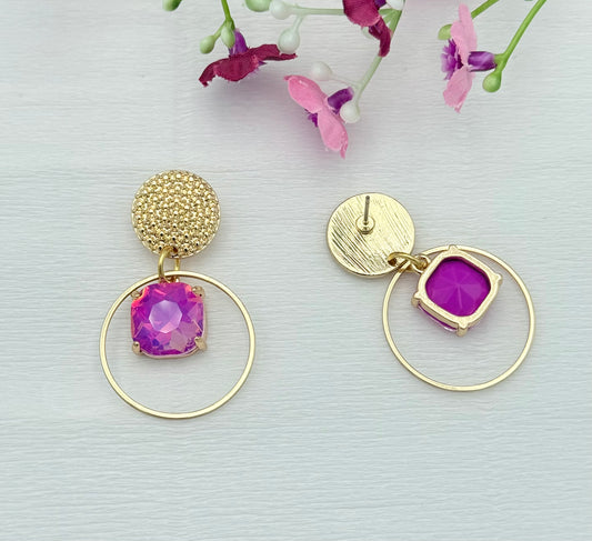 Sommerohrring ANNA mit pinkem Glitzer-Anhänger