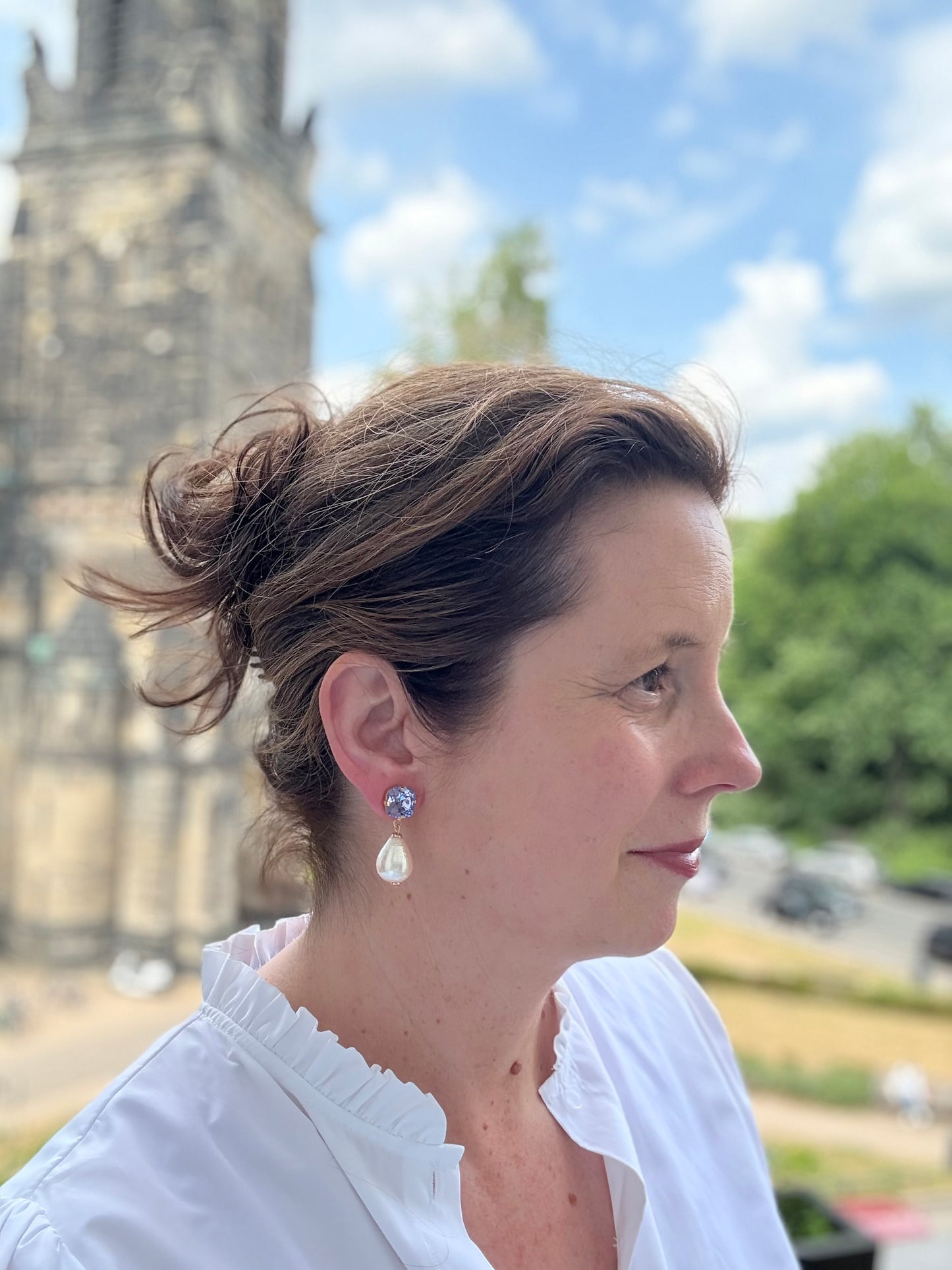 Ohrringe mit Baumwollperle, edle Ohrringe, edler Modeschmuck