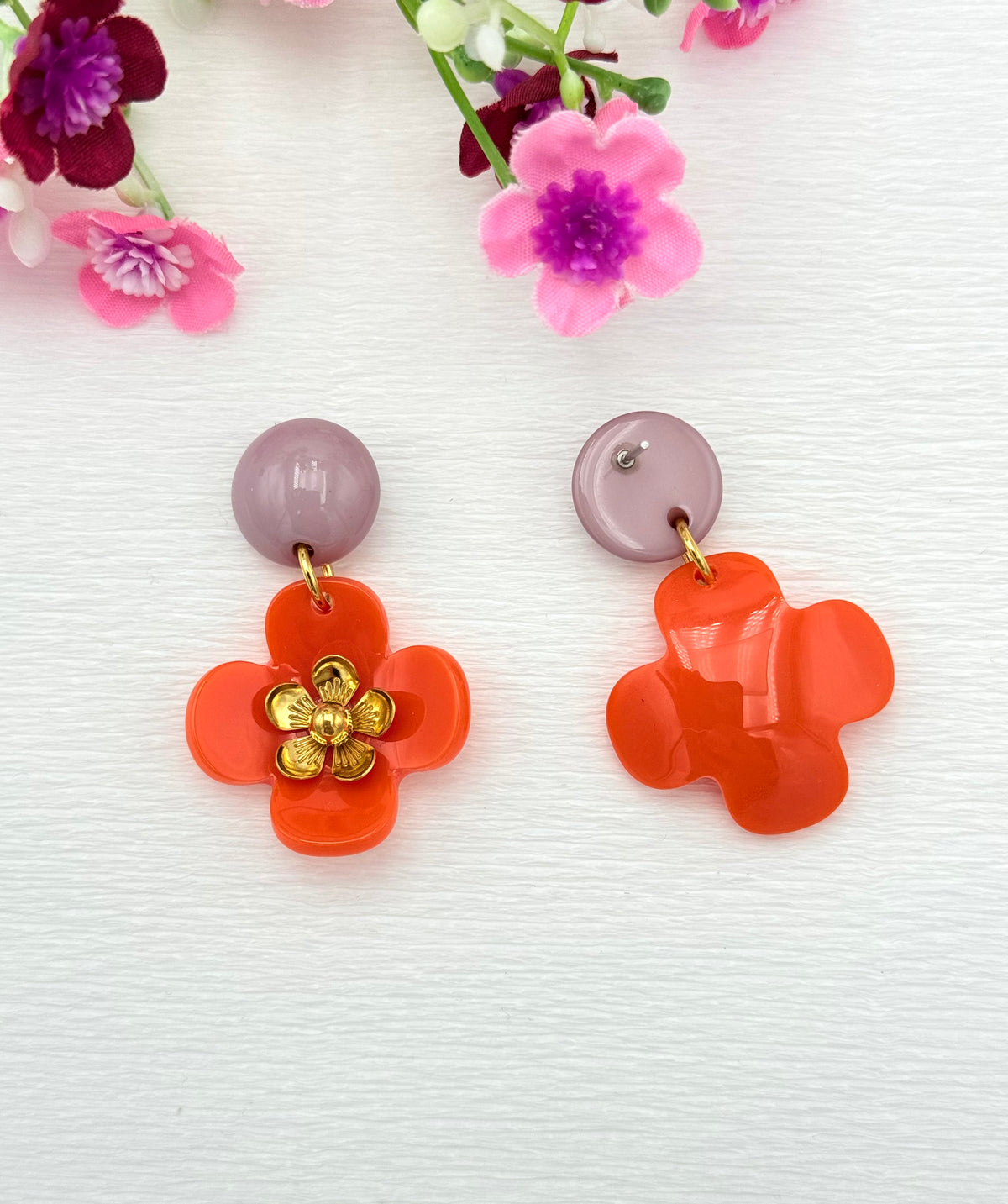 Orange Blumenohrringe - Unsere neue Kollektion Poppy Bloom