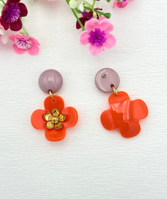 Orange Blumenohrringe - Unsere neue Kollektion Poppy Bloom
