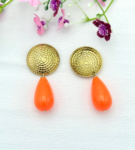 In love with neon - Tropfenohrringe in orange und gold