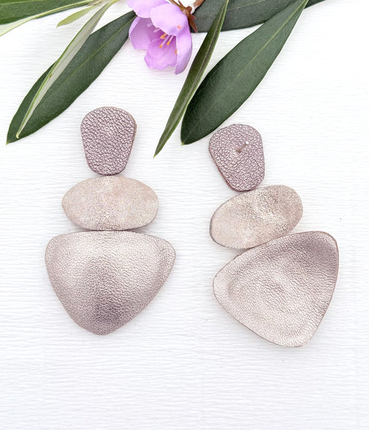 Silberne Leder-Statementohrringe