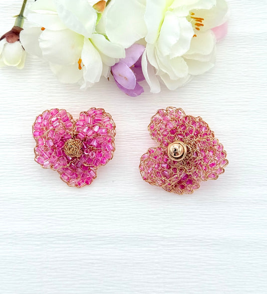 Fünfblättrige pinkfarbene Blumenohrringe - SALE (statt 129,95 €)