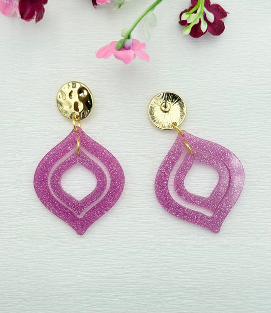 Pink glitzernde Statement Ohrringe