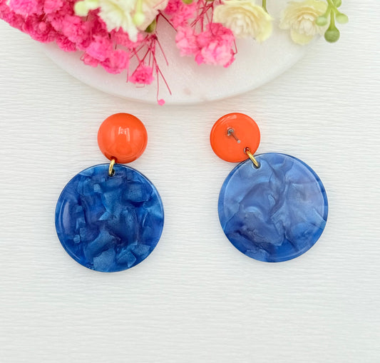 Blaue Ohrringe, Ohrringe blau, orange Ohrringe, Ohrringe orange, Ohrringe mit Anhänger, Modeschmuck Ohrringe, hochwertiger Modeschmuck, Onlineshop Ohrringe, Statementohrringe, klassische Ohrringe, Julilein Ohrringe