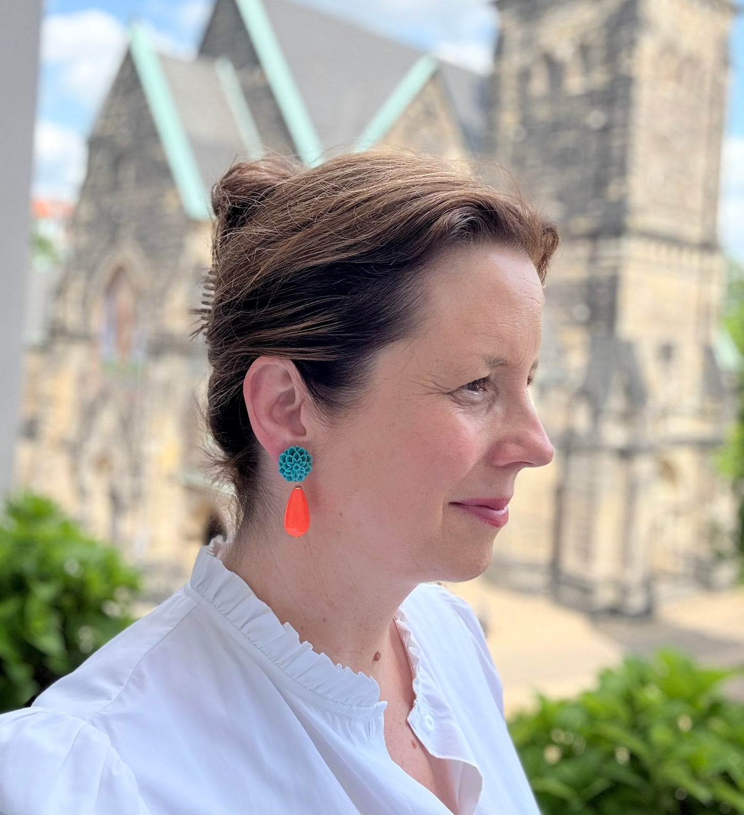 In love with neon - Tropfenohrringe in orange und petrol