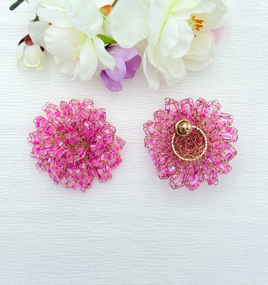 Edle Ohrringe in Form einer grossen pinken Blüte - SALE (statt 129,95 €)