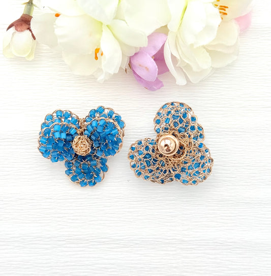 Fünfblättrige blaue Blumenohrringe - SALE (statt 129,95 €)