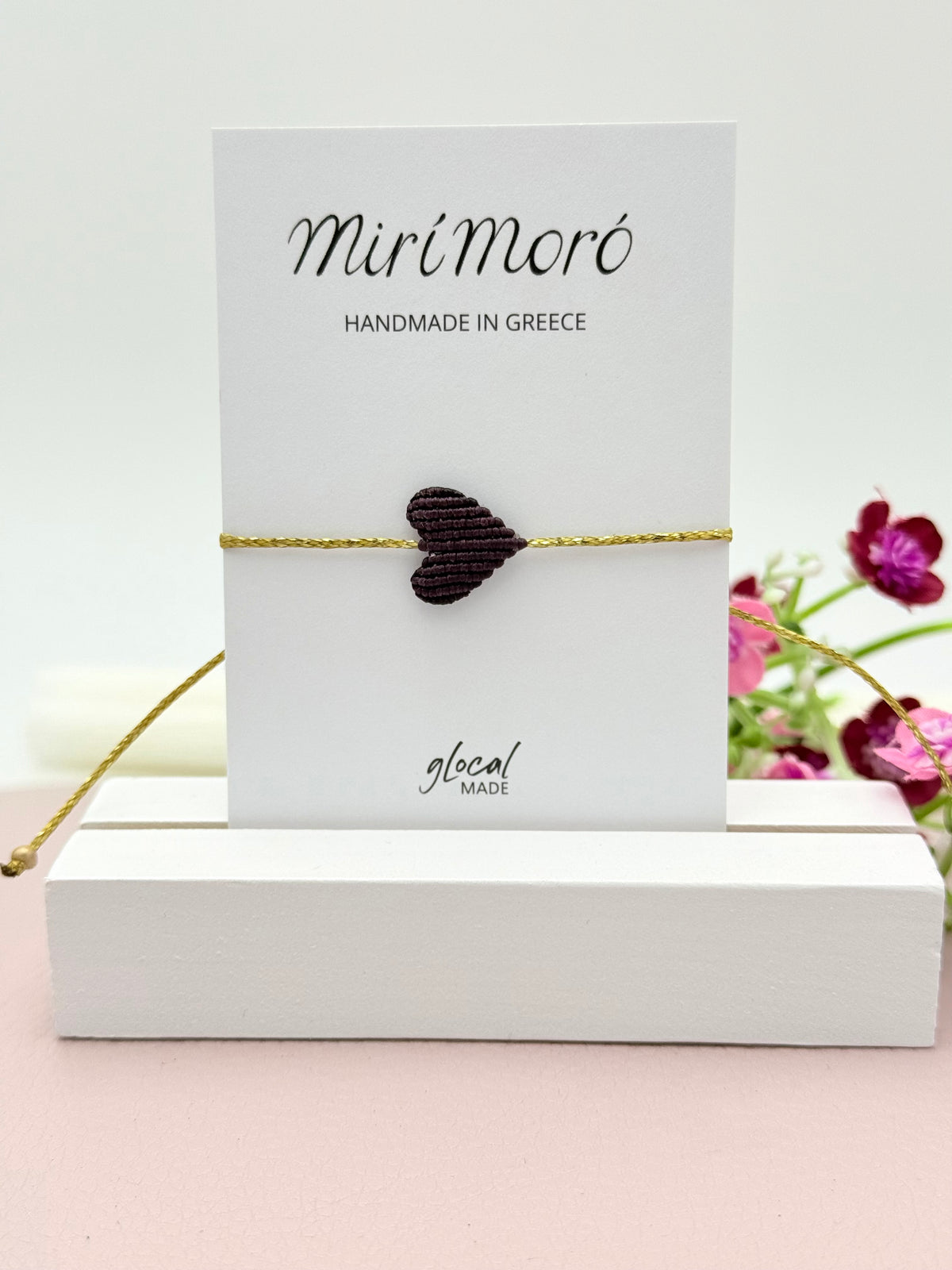 Herzarmband Small in Aubergine und Gold