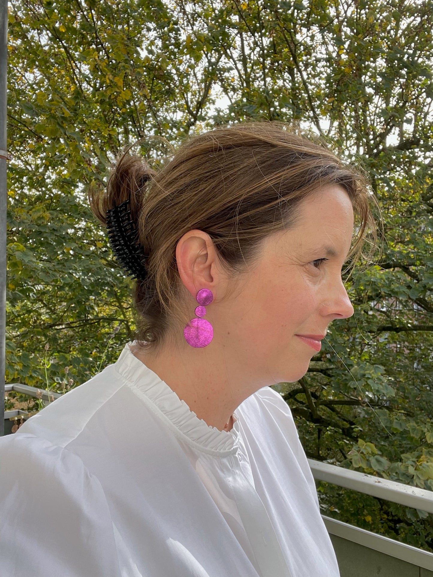 Alexia pink - schimmernde Ohrringe aus feinstem Leder