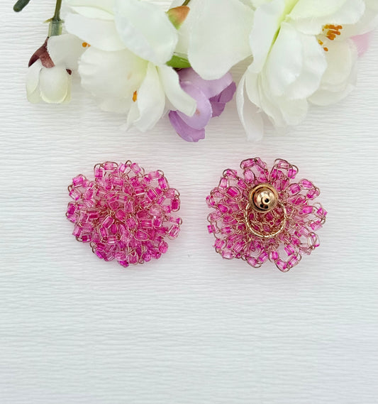 Edle Ohrringe in Form einer kleinen pinken Blüte - SALE (statt 109,95 €)