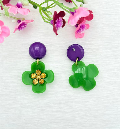 Grüne Blumenohrringe - Unsere neue Kollektion Poppy Bloom