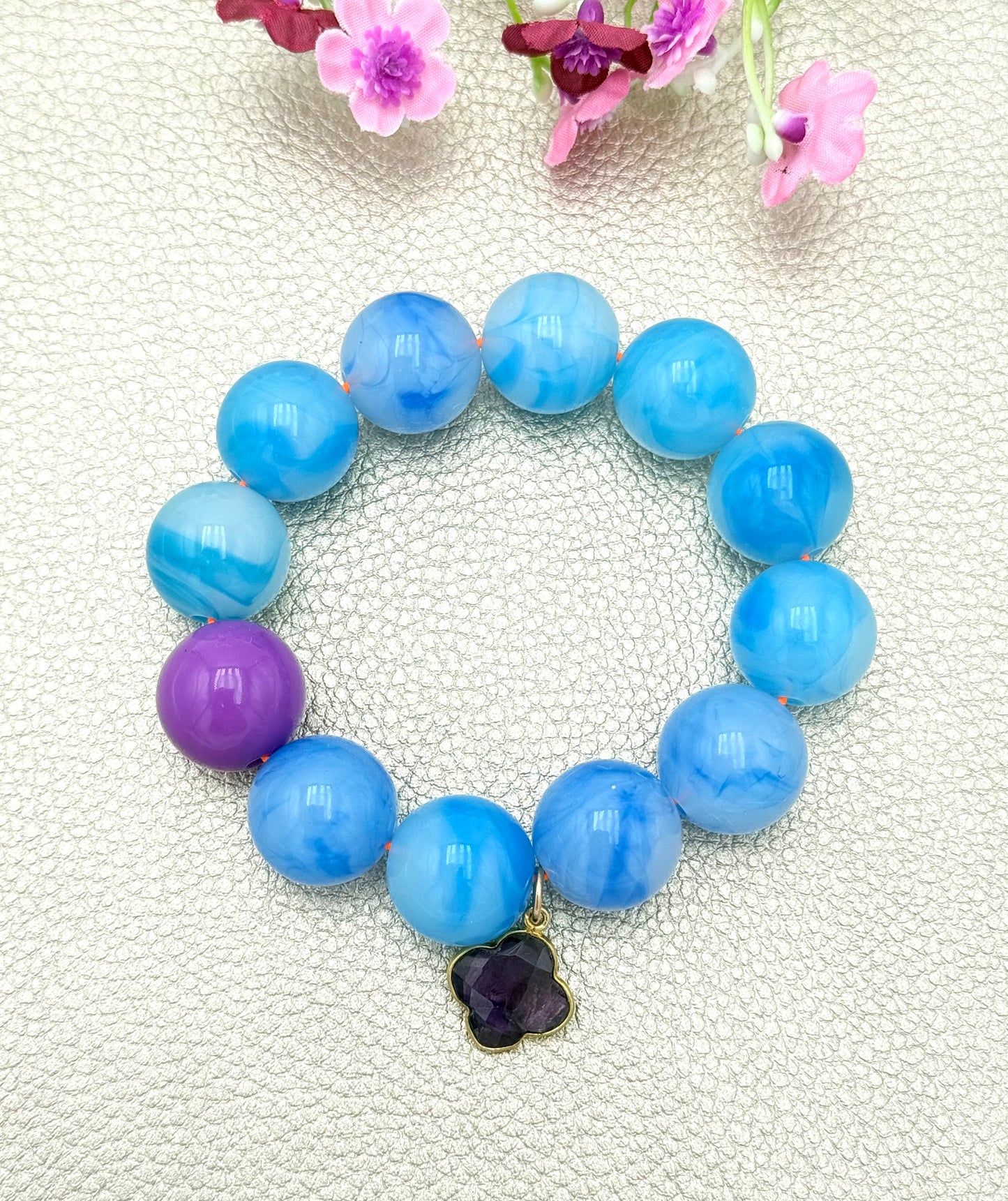 Armband glitzerblume*  BIG BUBBLE # 35