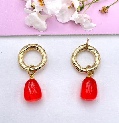 Orange Ohrringe, Ohrringe orange, Ohrringe mit Anhänger, Modeschmuck Ohrringe, hochwertiger Modeschmuck, Onlineshop Ohrringe, Statementohrringe, klassische Ohrringe, Julilein Ohrringe, Ohrringe mit Muranoglas, auffällige Ohrringe