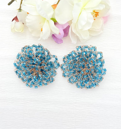 Edle Ohrringe in Form einer grossen himmelblauen Blüte - SALE (statt 129,95 €)
