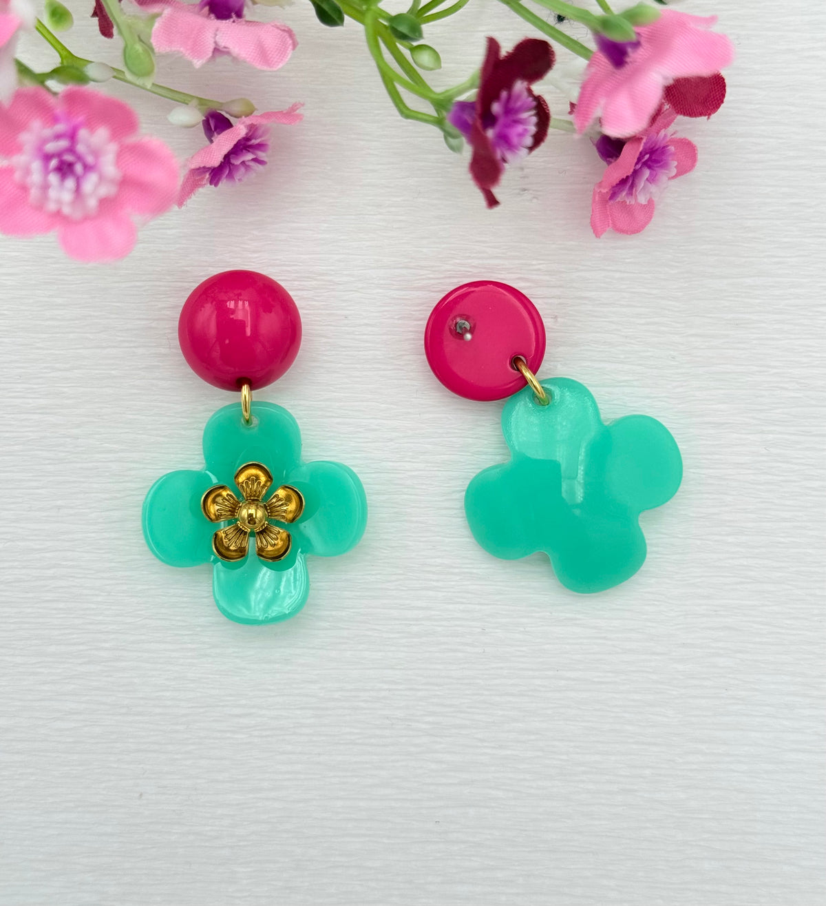 Türkise Blumenohrringe - Unsere neue Kollektion Poppy Bloom