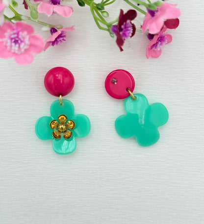 Türkise Blumenohrringe - Unsere neue Kollektion Poppy Bloom