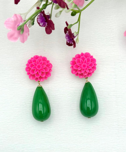 In love with neon - pinke Ohrringe mit grünem Tropfen