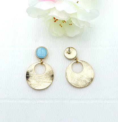Ohrringe hellblau, hellblaue Ohrringe, Ohrringe gold hellblau