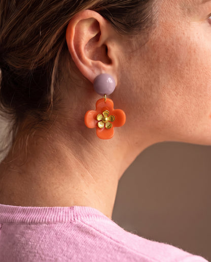 Orange Blumenohrringe - Unsere neue Kollektion Poppy Bloom