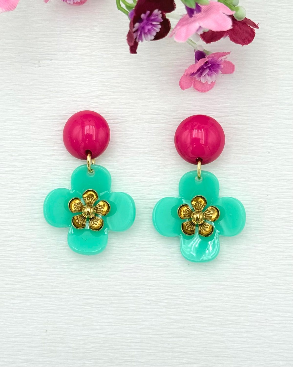 Türkise Blumenohrringe - Unsere neue Kollektion Poppy Bloom