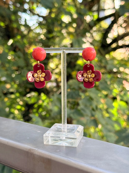 Bordeauxrote Blumenohrringe - Unsere neue Kollektion Poppy Bloom