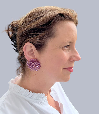 Edle Ohrringe in Form einer großen lila Blüte - SALE (statt 129,95 €)