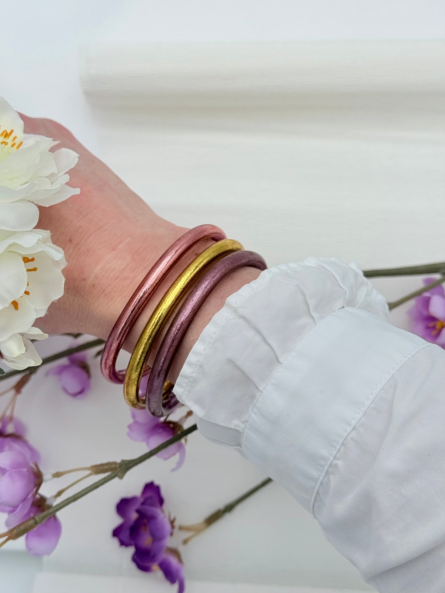 Buddha Armreif roségold, gold, lila für Damen