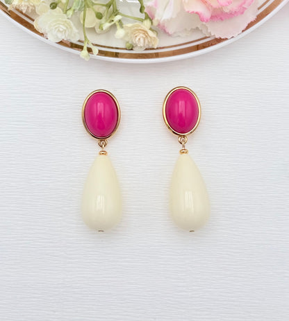 Tropfenohrringe in zartem pink und edlem cremeweiß