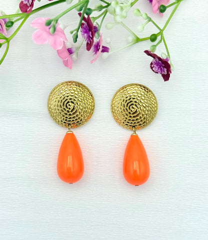 In love with neon - Tropfenohrringe in orange und gold