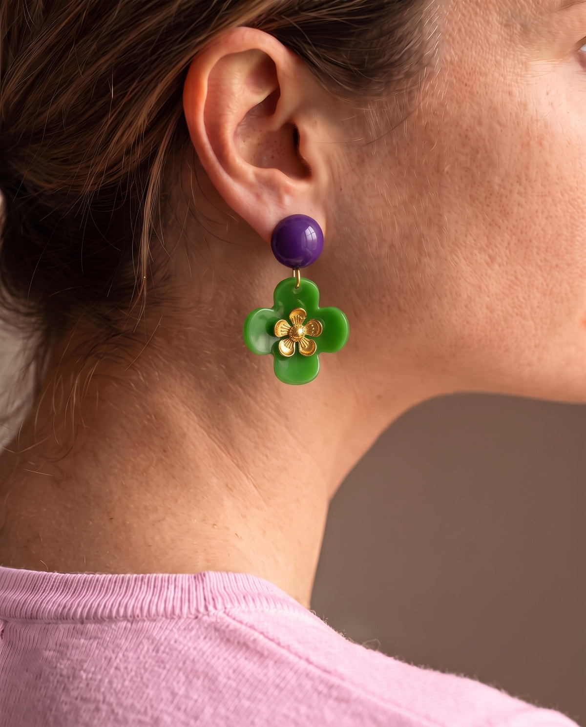 Grüne Blumenohrringe - Unsere neue Kollektion Poppy Bloom