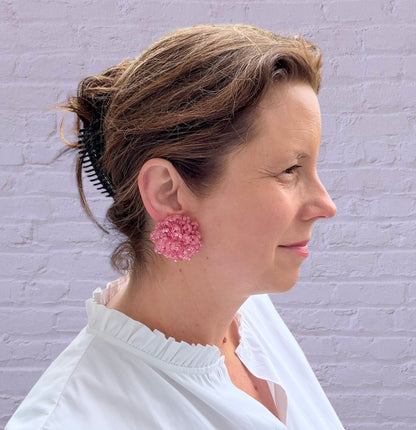 Edle Ohrringe in Form einer grossen pinken Blüte - SALE (statt 129,95 €)