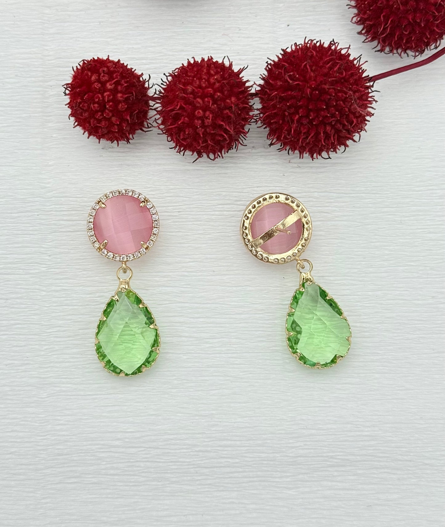 Glitzerohrringe in rosa und lindgrün